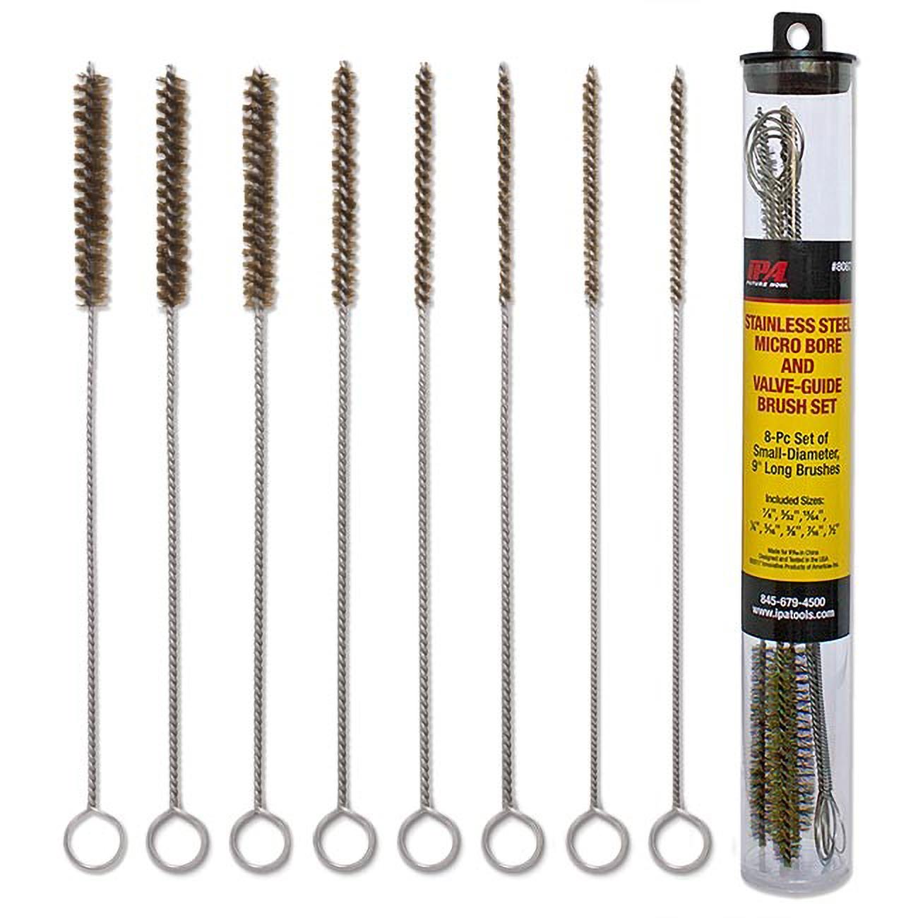 IPA Brass Micro Bore and Valve-Guide Brush Set (8 Piece Set)