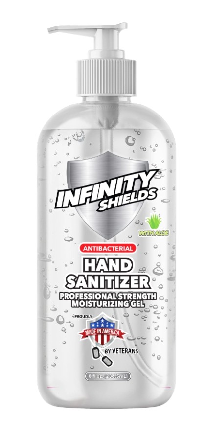 Infinity Shields  Antibacterial Hand Sanitizer Gel with Aloe, Professional Strenght, Leaves Hands Clean & Odorless