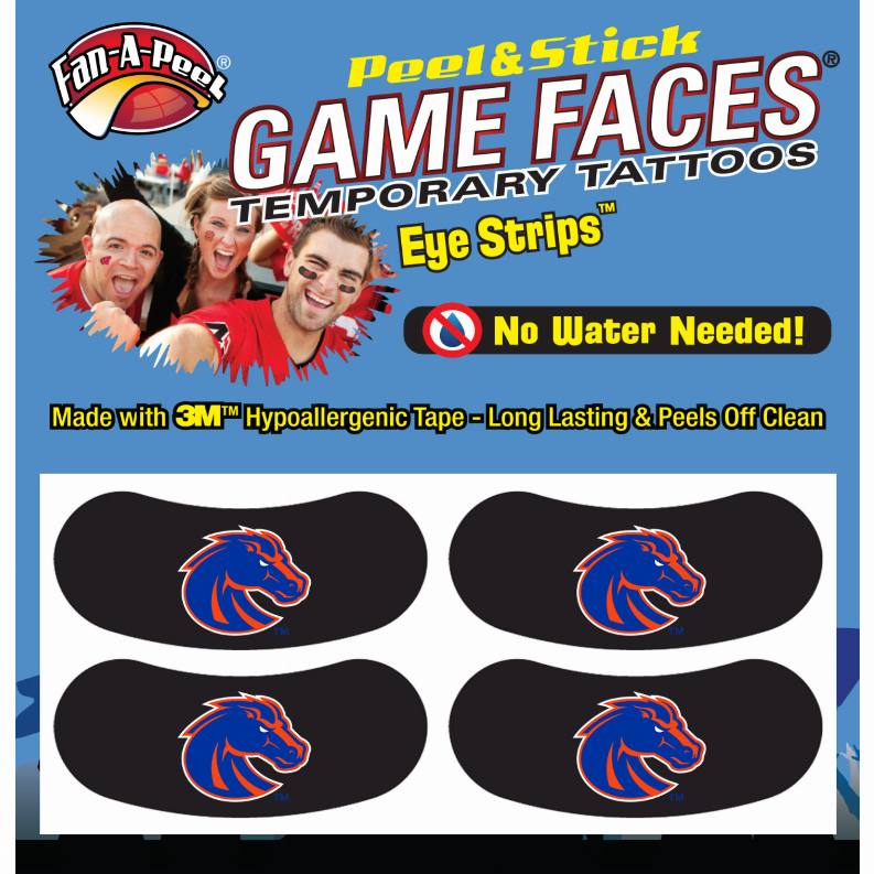 Black Eye Strips Fan-A-Peel / Gamesfaces 1.75" x .75" Boise State 