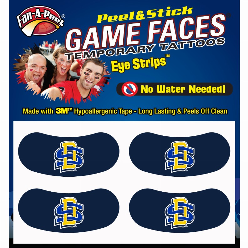 Black Eye Strips Fan-A-Peel / Gamesfaces 1.75" x .75" South Dakota State 