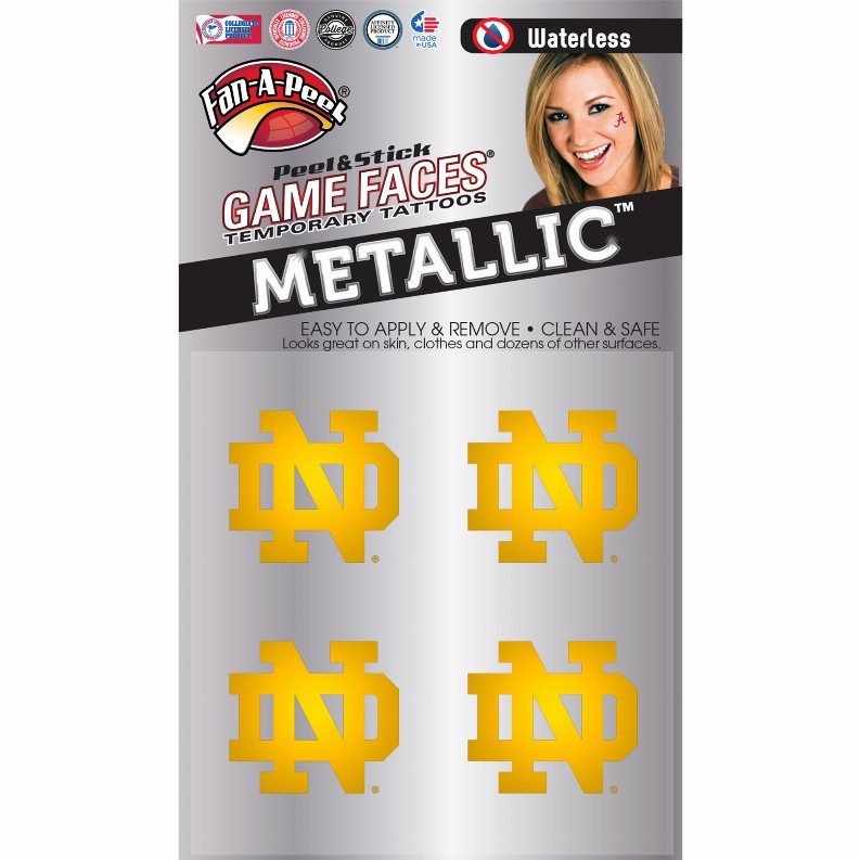 Metallic Peel & Stick Fan-A-Peel / Gamesfaces 1.25" Notre Dame 