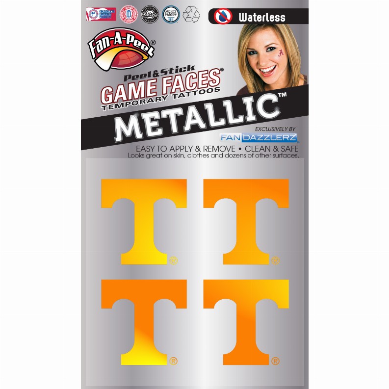 Metallic Peel & Stick Fan-A-Peel / Gamesfaces 1.25" Tennessee 