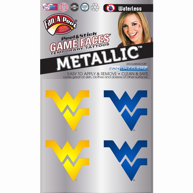 Metallic Peel & Stick Fan-A-Peel / Gamesfaces 1.25" West Virginia 