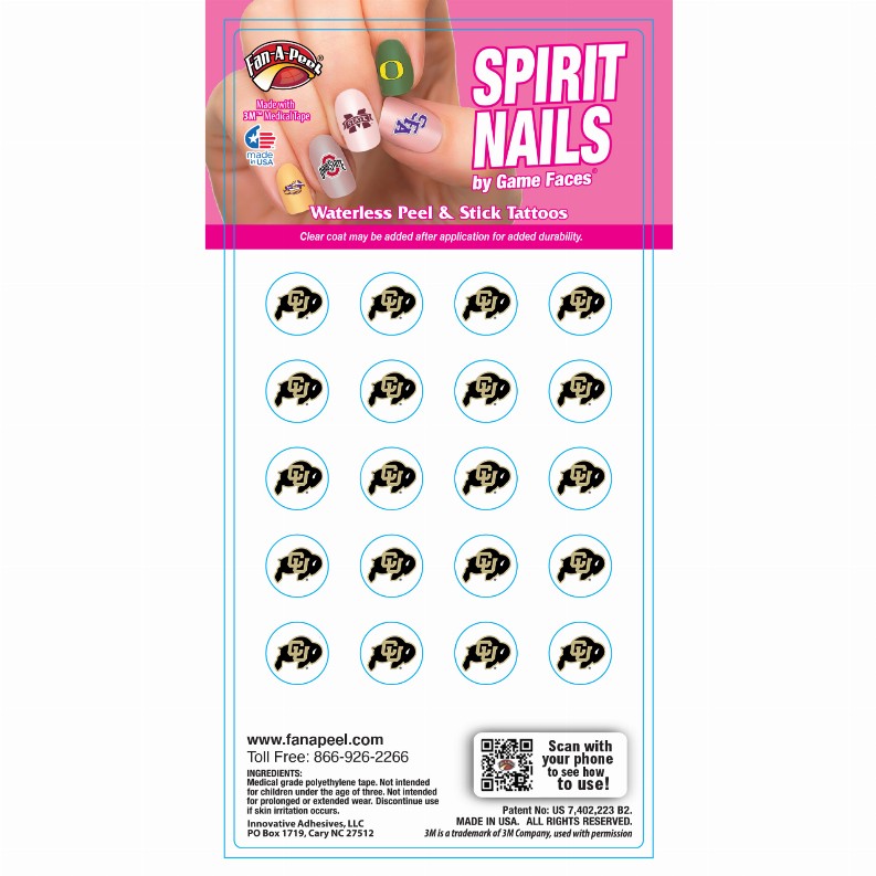 Waterless Peel & Stick Fingernail Fan-A-Peel / Gamesfaces - Colorado UniversityFingernails Only