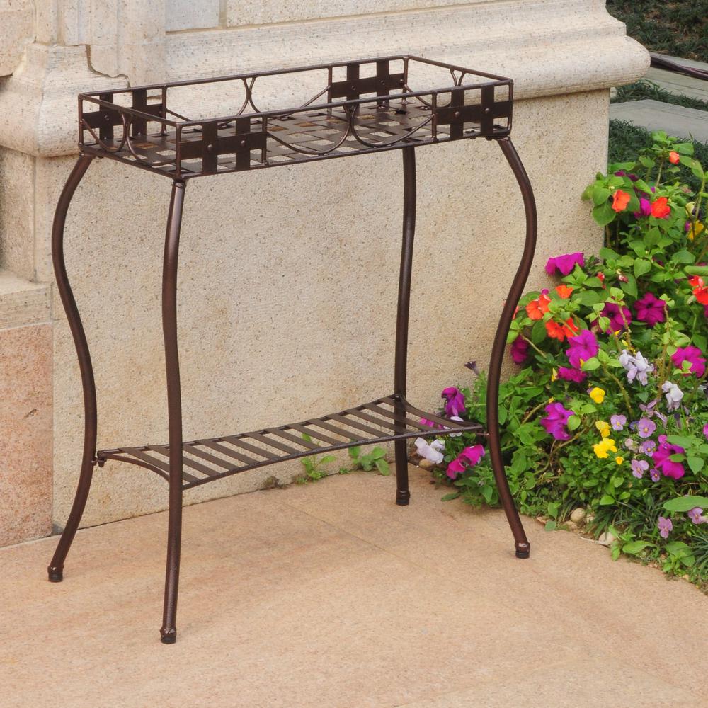 Santa Fe Iron Nailhead Rectangular Plant Stand