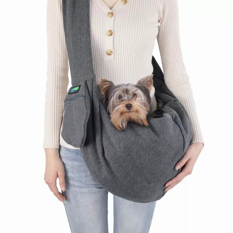 JESPET Comfy Pet Sling for Small Dog Cat, Hand Free Sling Bag Breathable Soft Knit with Front Pocket, Travel Puppy Carrying Bag