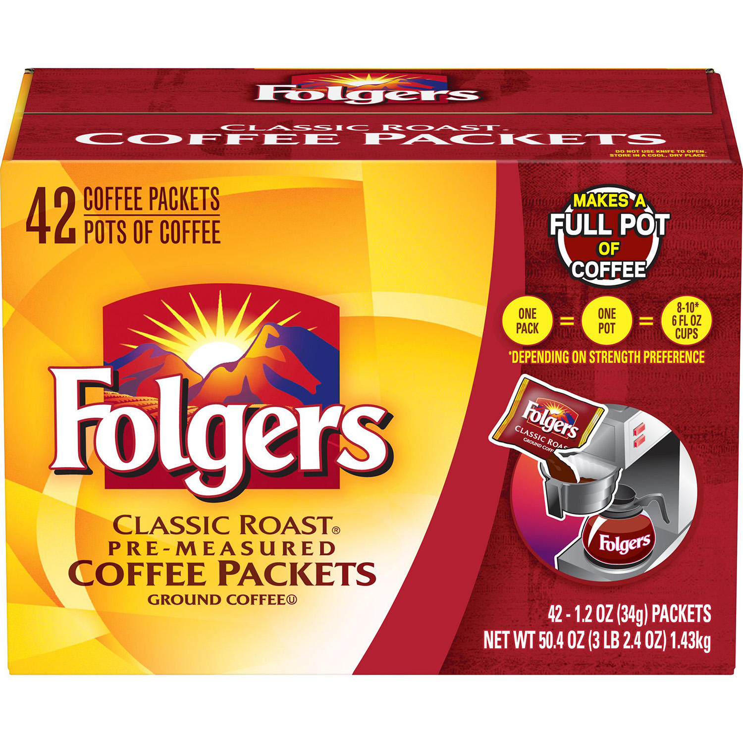 Coffee, Classic Roast, 1.2 oz Packets, 42/case