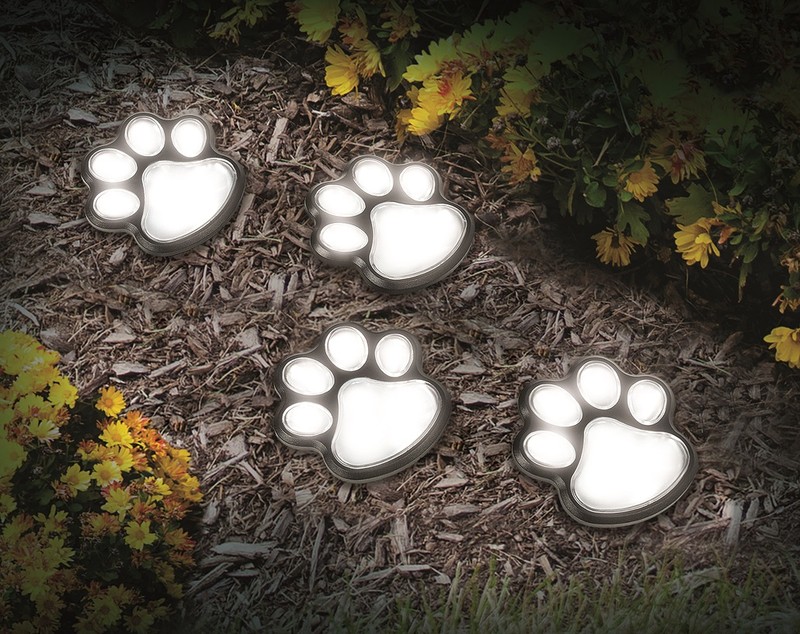 Ideaworks JB7356 Solar Paw Print 4 Colored LED Lights