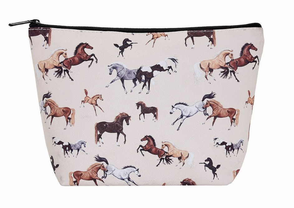 AWST Int'l "Lila" Horses All Over Large Cosmetic Pouch