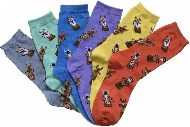 AWST Int'l Ladies' "Lila" Horse with Spectacles Crew Socks