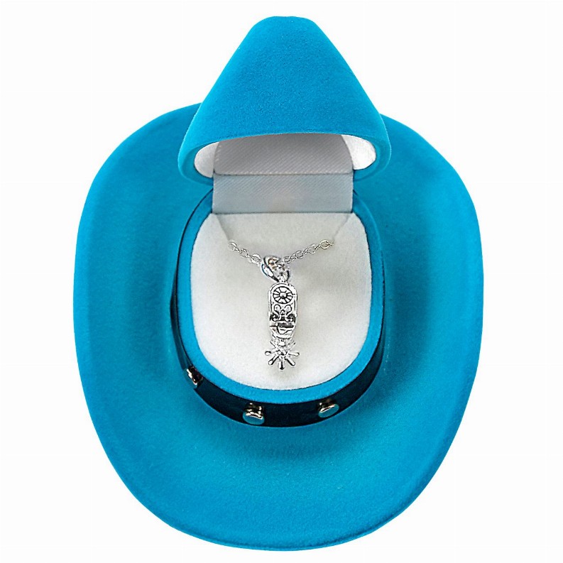AWST Int'l Western Spur Necklace withColorful Cowboy Hat Gift Box