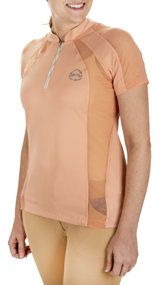 EcoRider by Equine Couture Ella Short Sleeve Sport Shirt 1X Coral