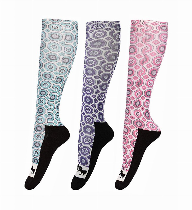 Equine Couture Ladies Kelsey Padded Knee Hi Boot Socks - 3 Pack