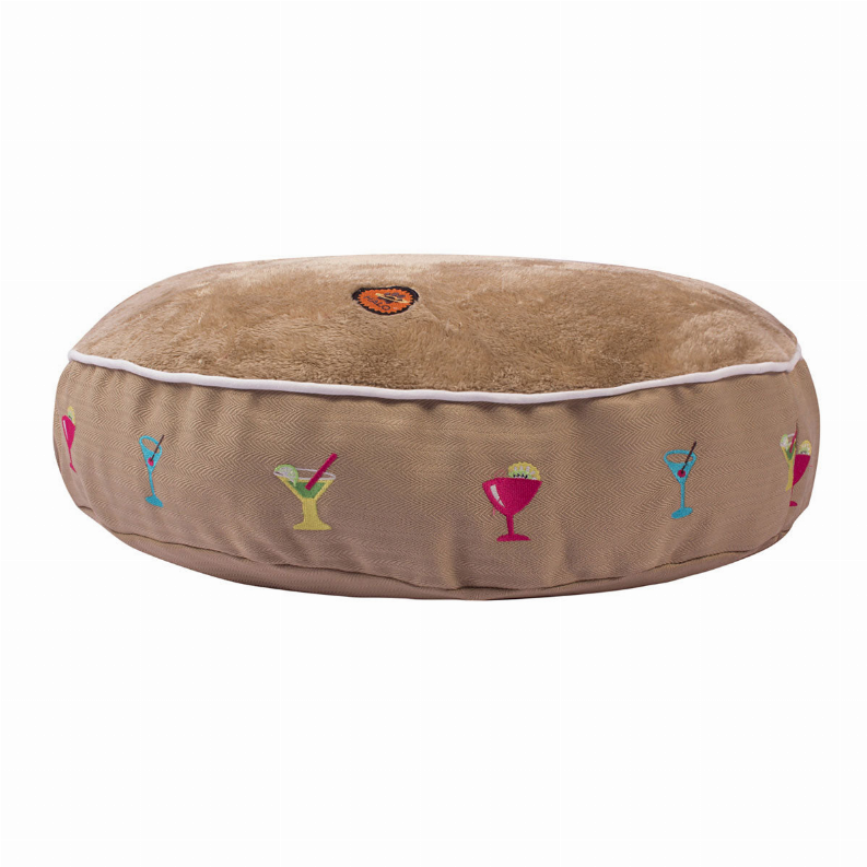 Halo Round Martinis Dog Bed - S Safari