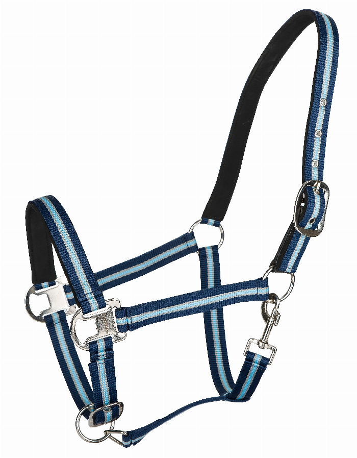 TuffRider Adjustable Nylon Breakaway Halter with Padded Crown and Nickel Hardware C Navy