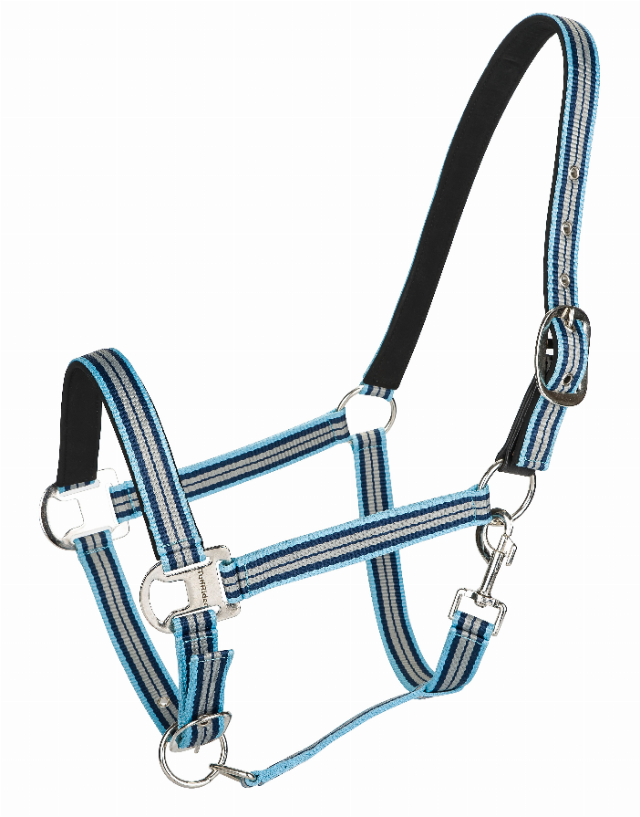 TuffRider Adjustable Nylon Breakaway Halter with Padded Crown and Nickel Hardware C Light blue