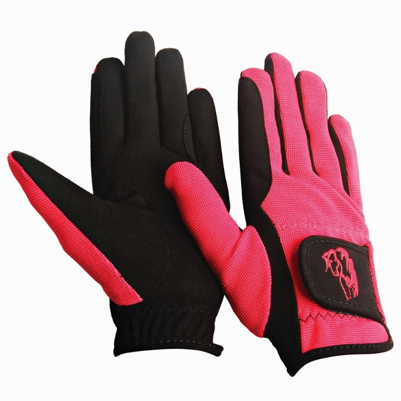 TuffRider Children's Performance Riding Gloves  M  Raspberry 