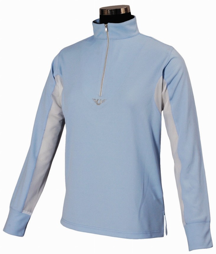 TuffRider Children's Ventilated Technical Long Sleeve Sport Shirt Large Glacier Blue