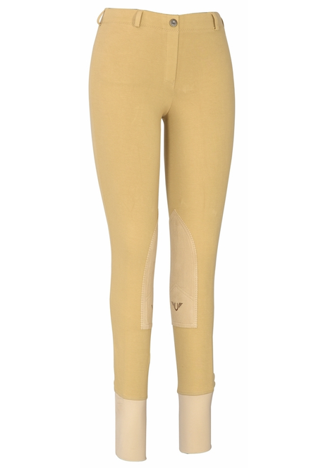 TuffRider Ladies Cotton Lowrise Pull-On Knee Patch Breeches 30 Light Tan