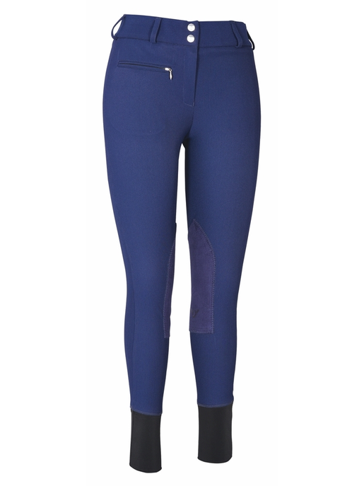 TuffRider Ladies Ribb Lowrise Wide Waistband Knee Patch Breeches  24  Navy 