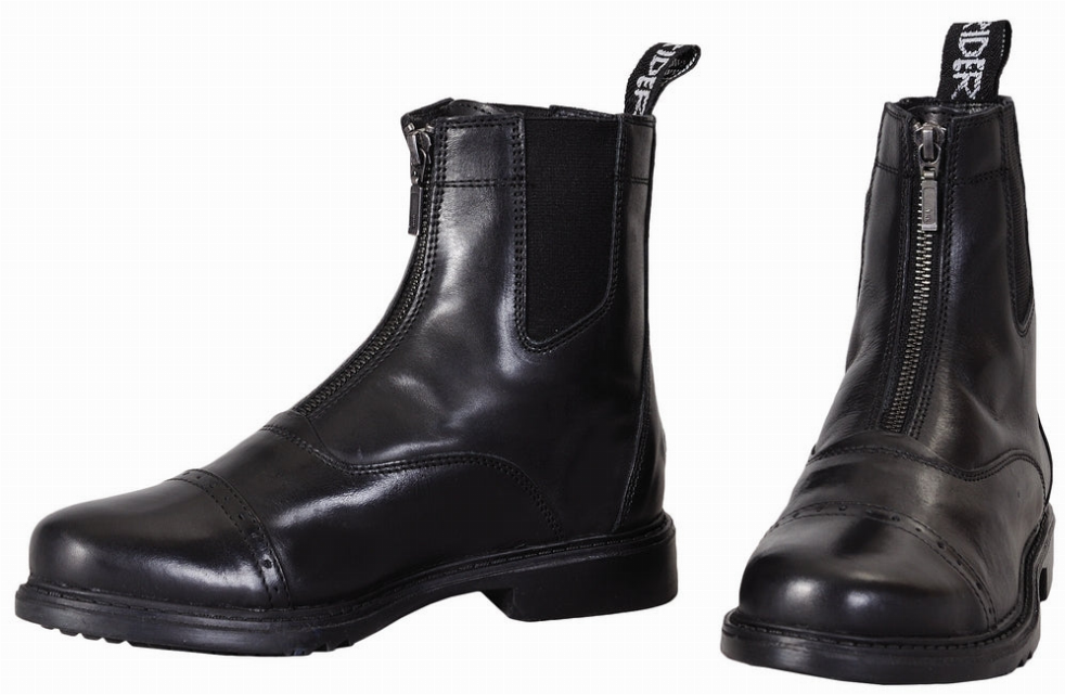 TuffRider Men's Baroque Front Zip Paddock Boots with Metal Zipper 8 Black