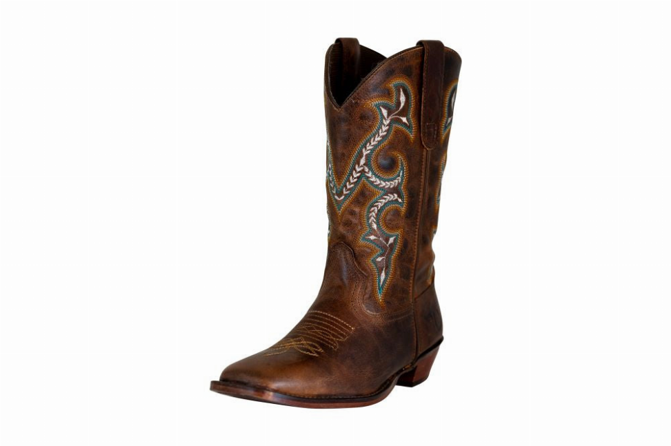 TuffRider Women Jenny Embroidered Leather Square Toe Western Boots 11 Brown