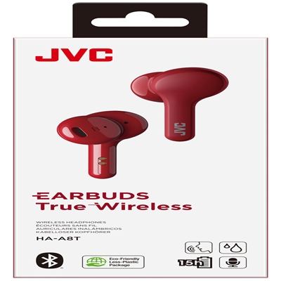 JVC HA-A8TR HA-A8T In-Ear True Wireless Stereo Bluetooth Earbuds with Microphone and Charging Case (Red)