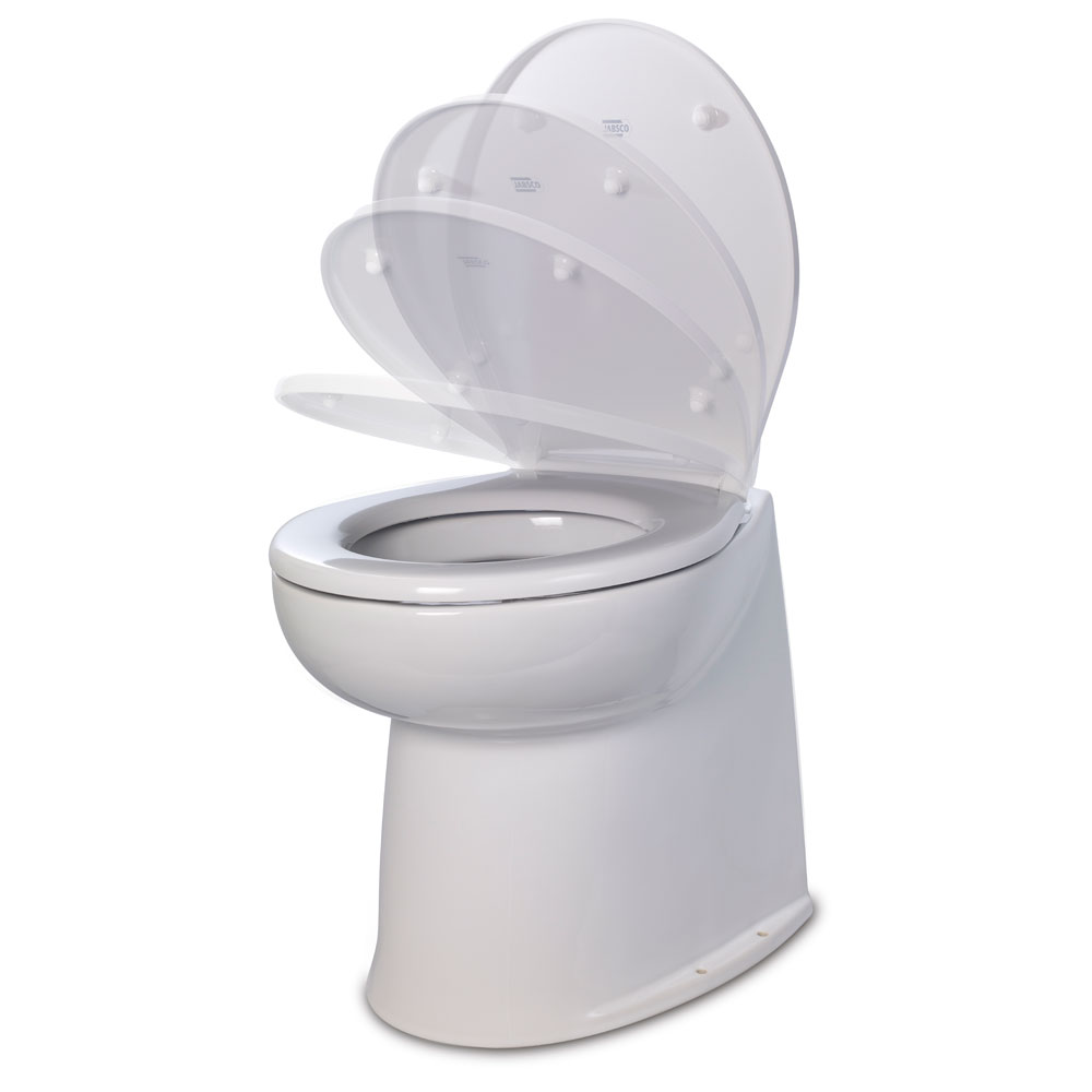 Jabsco 17" Deluxe Flush Raw Water Electric Toilet w/Soft Close Lid - 24V