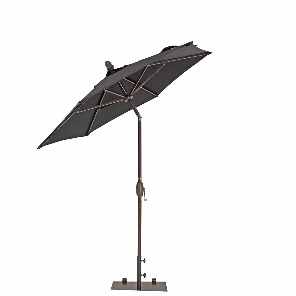 TrueShade Plus 7' Garden Parasol with Push Button Tilt and Crank Black