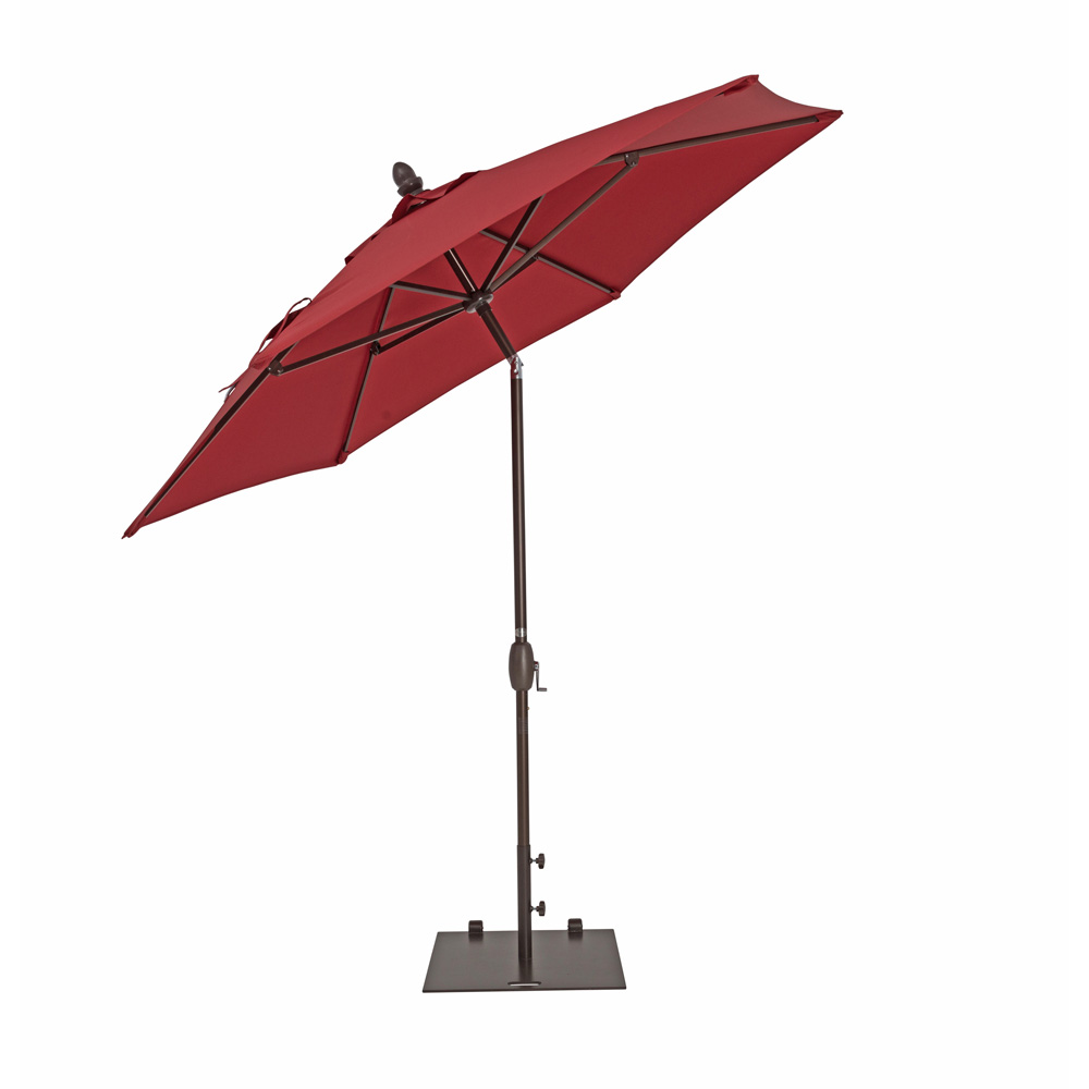 TrueShade Plus 9' Garden Parasol with Push Button Tilt and Crank Jockey Red