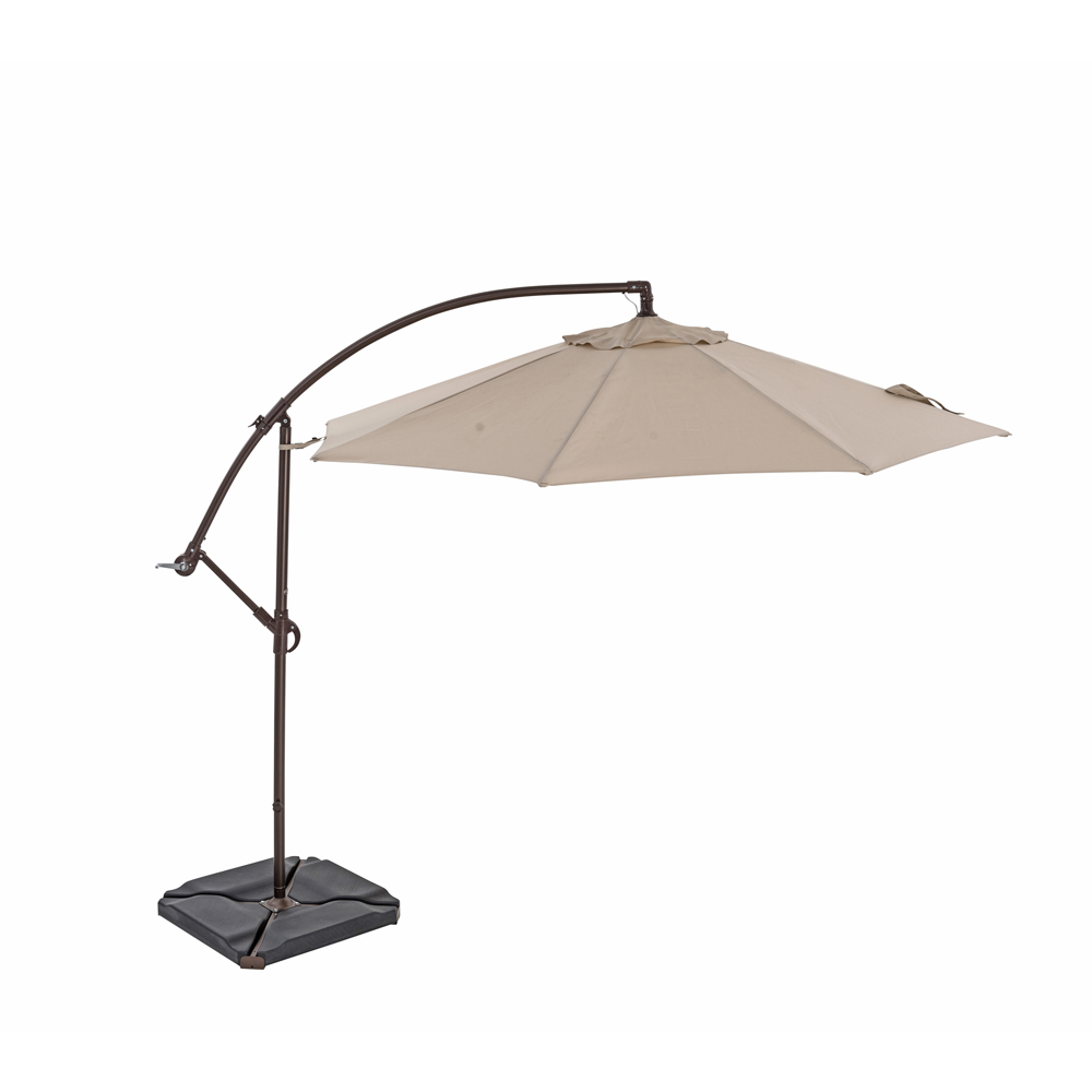 TrueShade Plus 10' Cantilever Round Umbrella w/Light Antique Beige