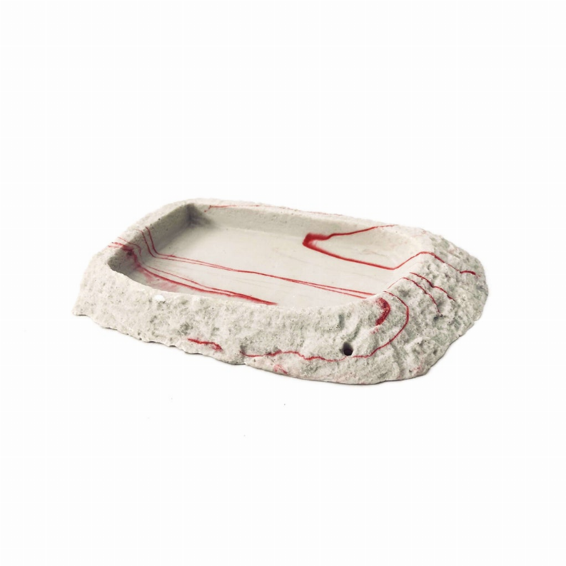 Jungle Bob Long Red Marble Resin Water/Food Dish