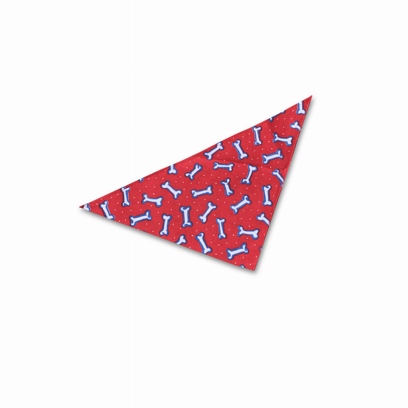 Dog Bandana - Small - 20" Red with Bones