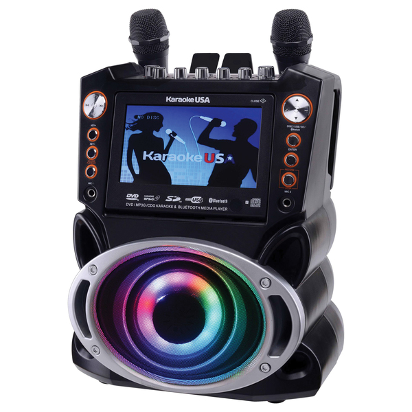 Karaoke USA GF946 GF946 DVD/CD+G/MP3+G Bluetooth 35-Watt Karaoke System with 7-Inch TFT Digital Color Screen, LED Lights, HDMI O