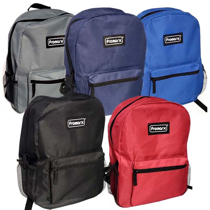 Back Pack, 15" with 2 Side Mesh Pockets, Assorted Colors