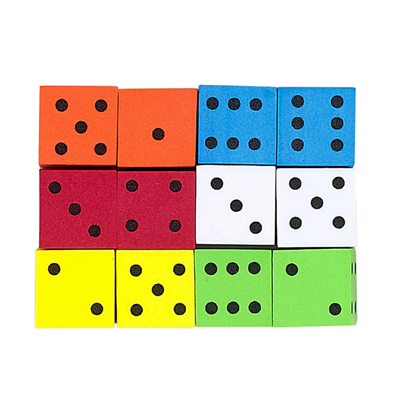 Assorted Color Spot 16mm Foam Dice, Pack of 12