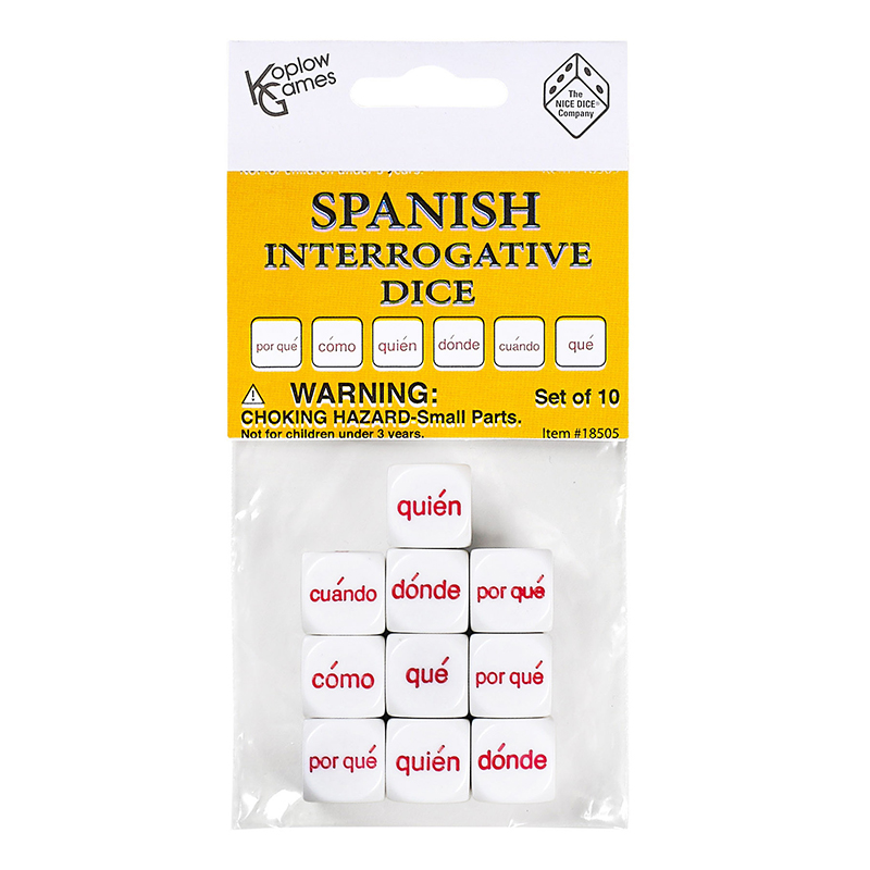 Spanish Interrogative Dice Set, 10 Pieces