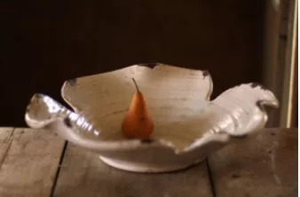 Giant White Ceramic Leaf Bowl