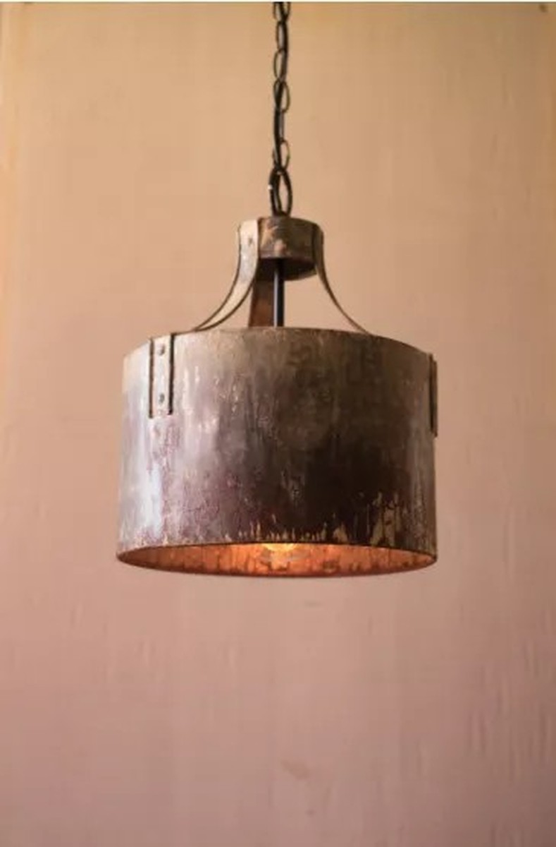 Rustic Metal Cylinder Pendant Light