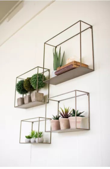 Set Of Four Antique Gold Metal Shelves