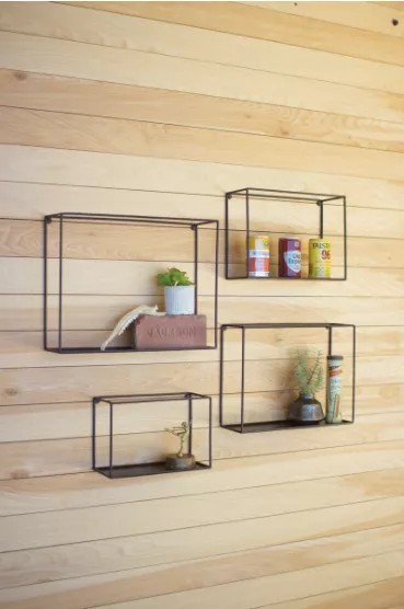 Set Of Four Metal Shelves - Black