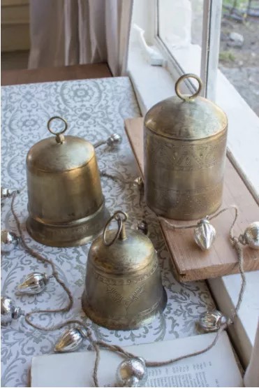 Set Of Three Brass Finish Bells