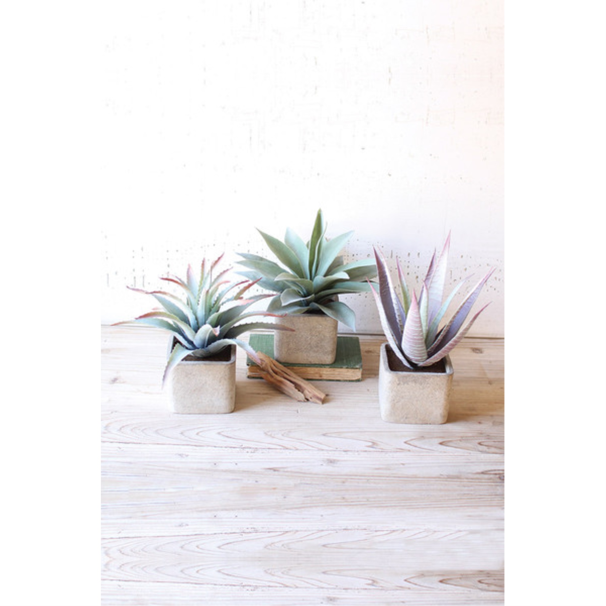 Set Of Three Large Artificial Succulents In Square Pots