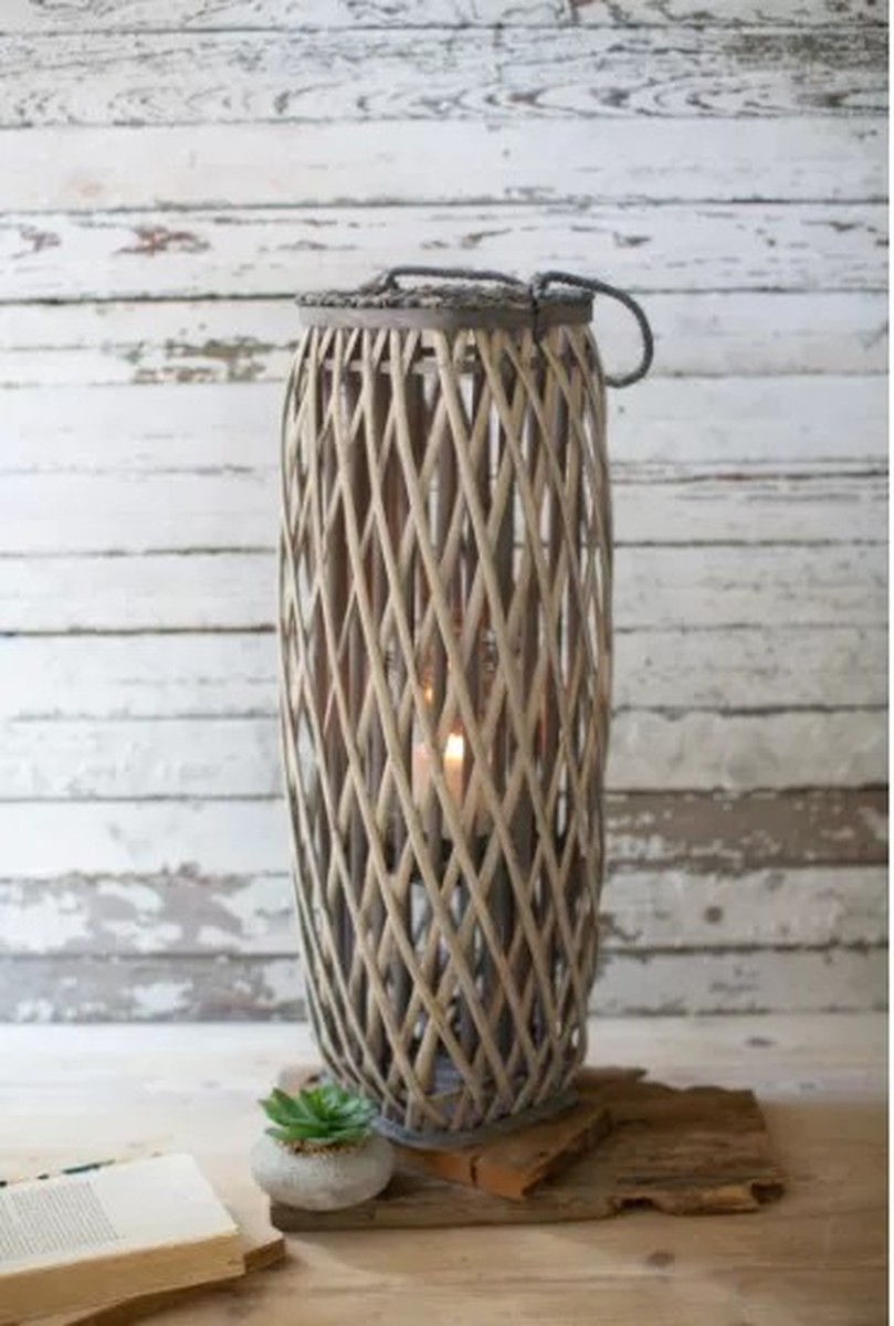 Tall Grey Square Willow Lanterns