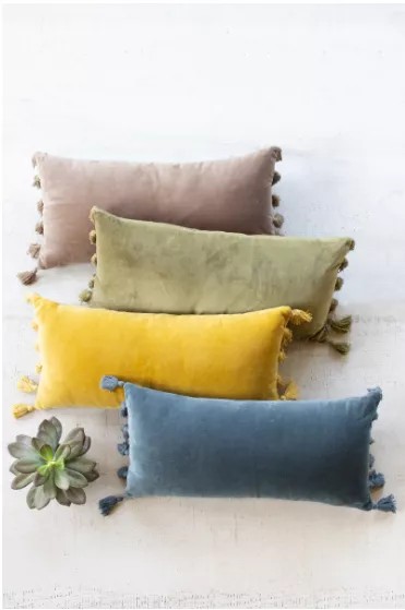 Velvet Lumbar Pillow - Avocado