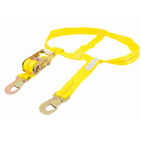 6-1/2FT x 2IN AUTO TIE-DOWN W/RATCHET, FLAT SNAP HOOKS, 2,000 LBS WLL (6,000 LBS BREAK STRENGTH)