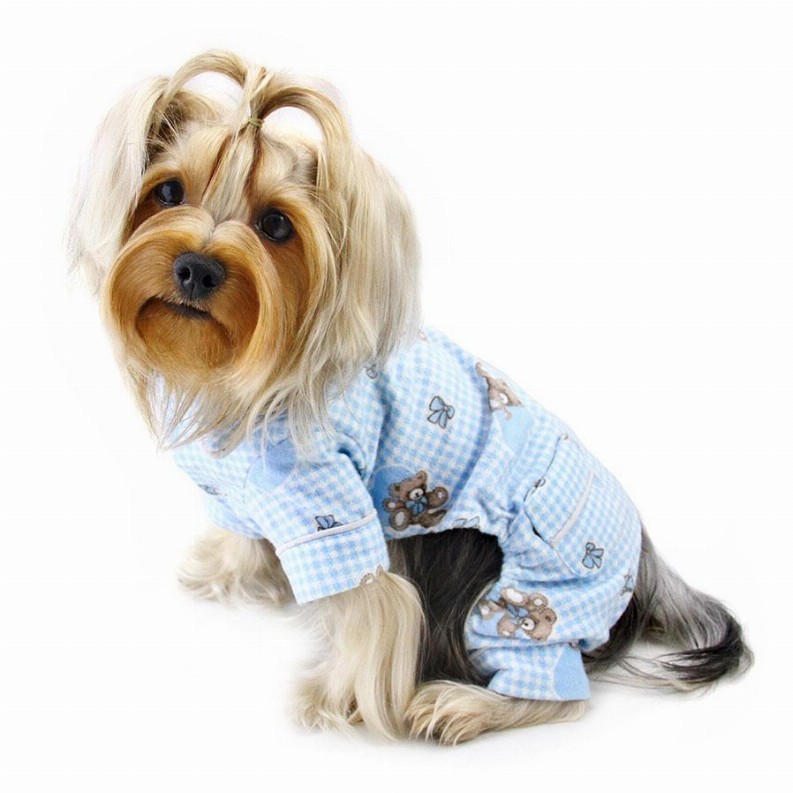 Adorable Teddy Bear Love Flannel PJ - Small Light Blue