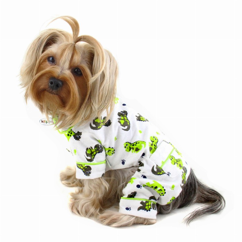 Playful Dinosaur Flannel Pajamas - Medium White