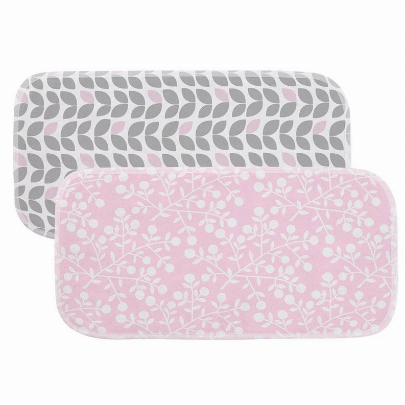 Burp Pads Flannel 2Pk - Grey Petal / Pink Berries