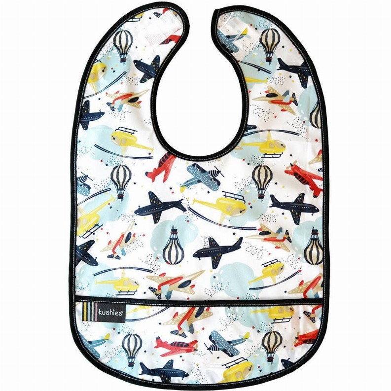 Cleanbib Waterproof Bib - 6-12m White Airplane Print